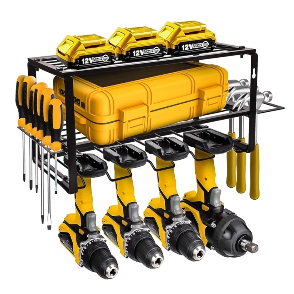 Heavy-Duty Yellow and Black Tool Storage Rack